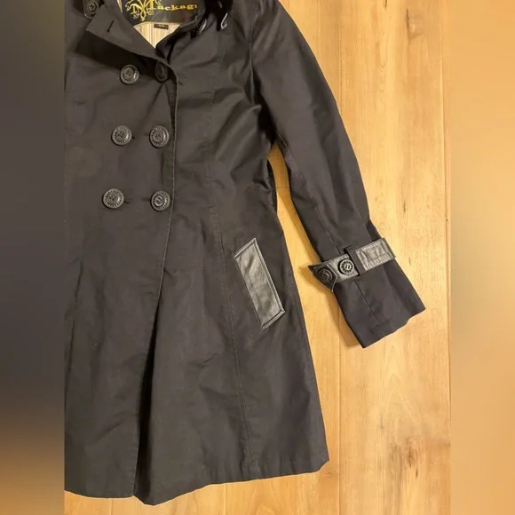 Mackage Trench Coat with Leather Trim Size Medium - Picture 6 of 11